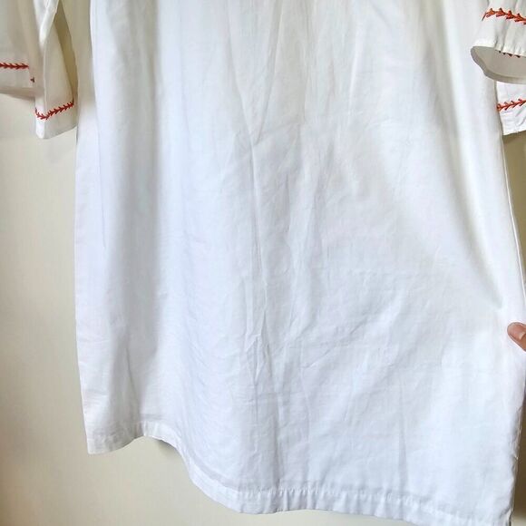 EUC MUDPIE WHITE EMBROIDERED BELL SLEEVES VINTAGE STYLE DRESS SIZE M - Picture 6 of 16